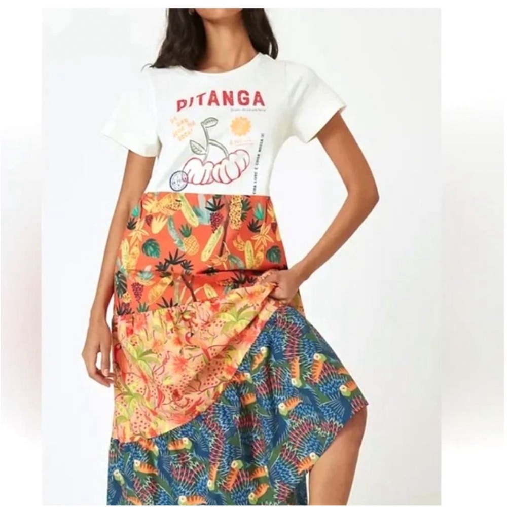 Farm Rio for Anthropologie Pitanga Tiered Maxi Dress size M